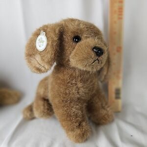 RUSS Berrie SCRAPS Puppy Dog Vintage Korea Plush Brown Stuffed Animal Sits 9"
